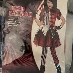Horror Harlequin Kids Costume - Red and Black
